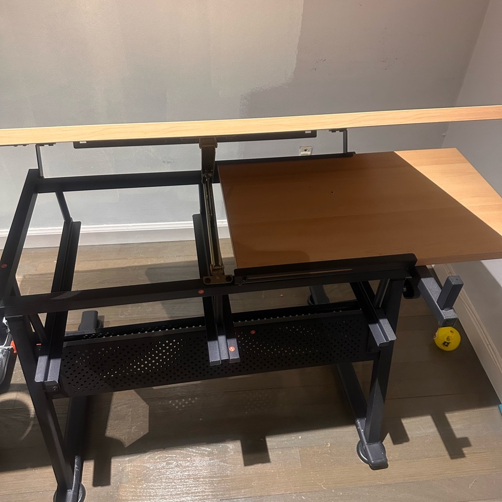 Artis Adjustable Drafting Table with Black and Tan Finish